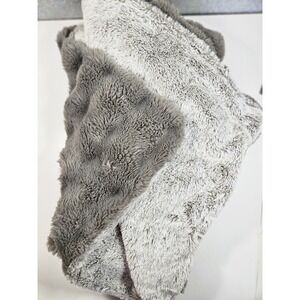 FRYE Gray Faux Fur King Pillow Shams (3) Match Bubble Comforter/Blanket Reversib